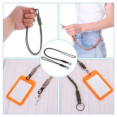 Badge Lanyard with Keychain Clip, 2 Pcs Necklace Cord Strap Metal Clasp, Olive