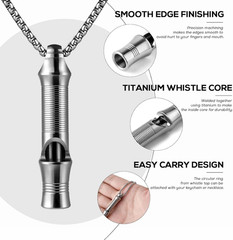 Titanium Emergency Whistle,Edc Safety Whistles Necklace Loud up to 120Db,Surviva