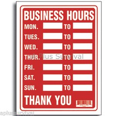 2 Pack – Business Hours 9″x12″ Safety Home Business Office Building Sign