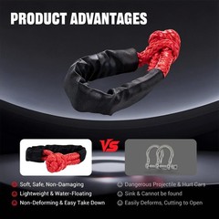 2PCS Soft Shackle 1/2 Inch x 22 Inch (56,000LBS Break Strength), Synthetic Soft