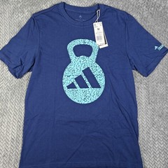 Adidas Men’s Aeroready Training Kettlebell Logo Graphic Tee Size Medium Blue