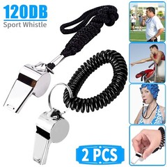 2x Coach Referee Loud Whistle Survival Singal Sports Soccer w/ Lanyard Wristband