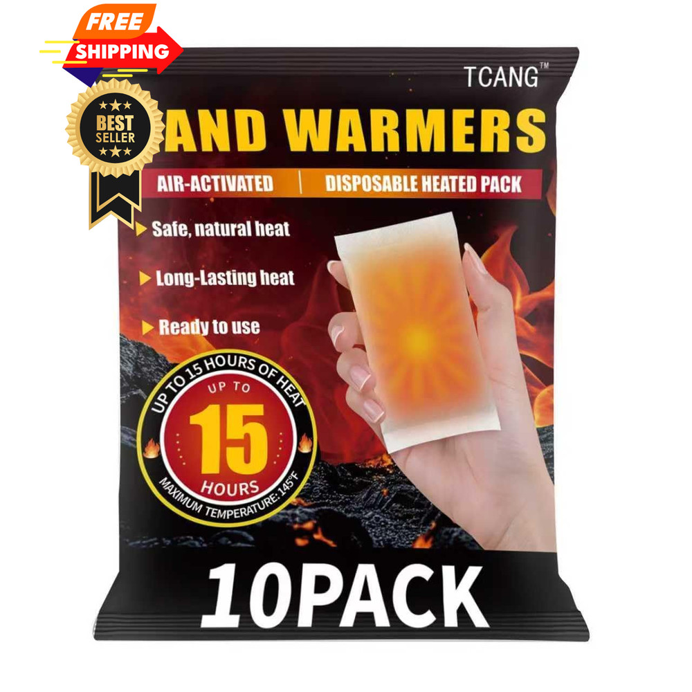 10 Pack Hand Warmers Disposable – Up to 15 Hours of 15 Hours, Creamy white