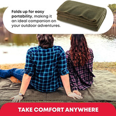 Olive Drab Green Warm Fire Retardant Wool Blanket, 66″ X 90″
