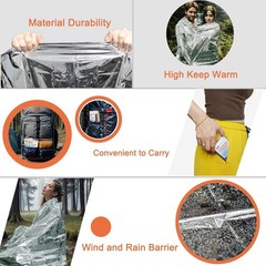 4pc 82”X62” Survival Emergency Mylar Thermal Blankets Safety First Aid Military