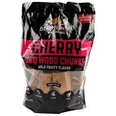 Bear Mountain BBQ Natural Cherry BBQ Wood Chunks for Grilling, 4lb Bag-Pack of 4