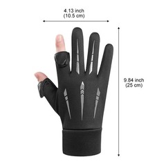 Qisan Adjustable Thermal Winter Gloves for Men | Fingerless Large, Black