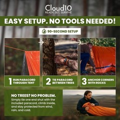 CloudTen Emergency Tent: Lightweight 2 Person Survival Tent with Multi-Function