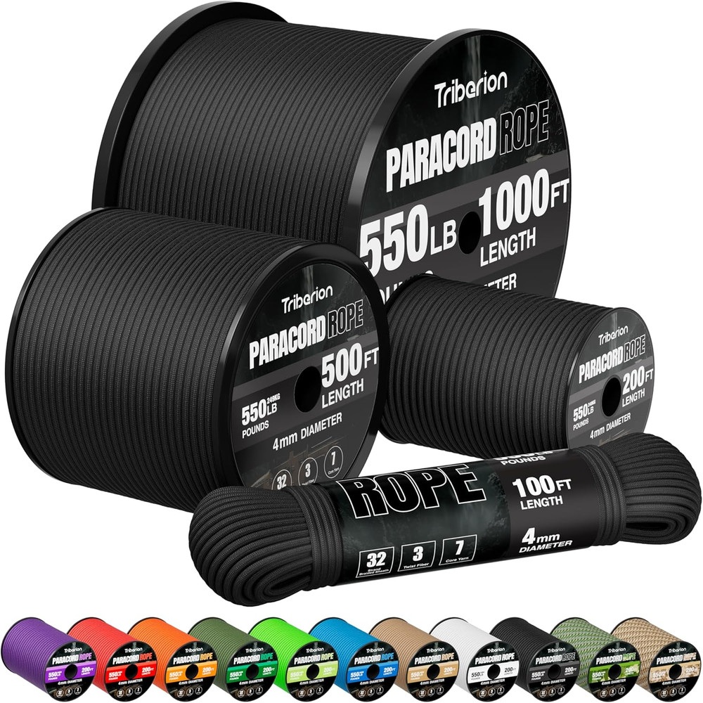 Paracord Rope 550 lb – 100ft 5/32″ Parachute Cord 4MM 7-Strand para Cord – He…