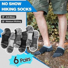 Merino Wool Hiking No Show Running Socks Thick Warm Low Medium, Grey Mixed