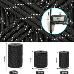 7-core 550lb Paracord Rope Reflective 30/50/100m Dia 4mm Survival Parachute Cord