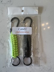 C and C Adventures Carabiner Keychain One Size, Bright Green Black