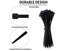 100 Black Zip Cable Ties UV Resistant Prepper Survival Camping Gear Tent 4″-36″