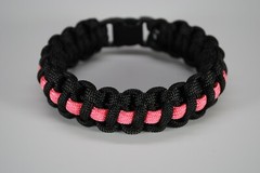 550 Paracord Survival Bracelet Cobra Thin Line Cancer Awareness Black/Pink