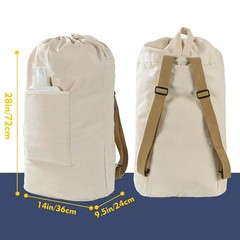 Canvas Laundry bag, Washable backpack, Adjustable X-Large, BEIGE