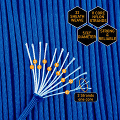 750Lb Paracord 4Mm 11 Strands Tactical Parachute Cord, 50′ 100′ 250′ 1000′ Utili