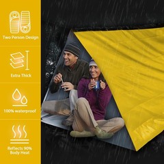 2-Pack Mylar Survival Life Tent, 2 Person Emergency Shelter Tube Tents with P…