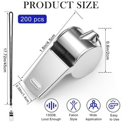 150 Pcs Stainless Steel Sport Whistles Bulk with Lanyard & Clip, Individually…