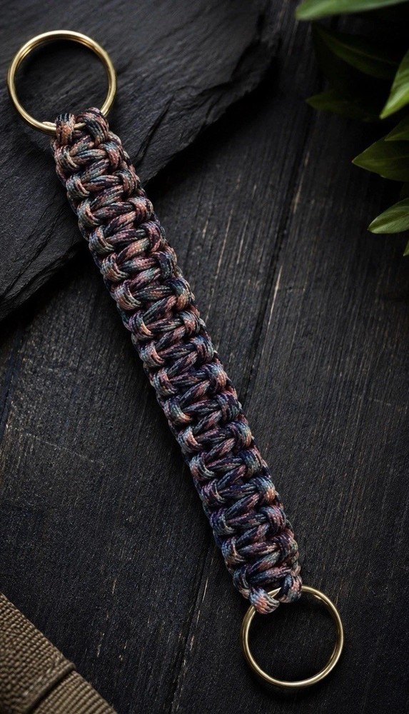 Multicolor Paracord Keychain Lanyard w/ 2 Metal Key Rings 4in 550lb 7-Strand
