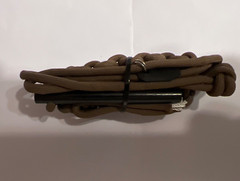 Fire starter mini survival 3″ 16 strand paracord king cobra braid coyote brown