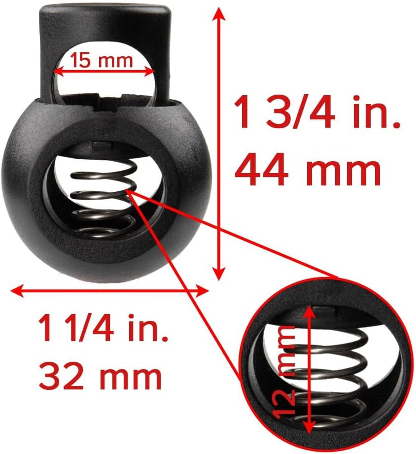 Extra Large Spring-Loaded Plastic Cord Locks – Fits Up to 5/8 Bungee Cord, Ut…