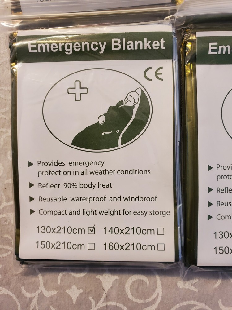 Emergency Mylar Solar Blanket Survival Safety Insulating Thermal Heat NEW 6 pcs