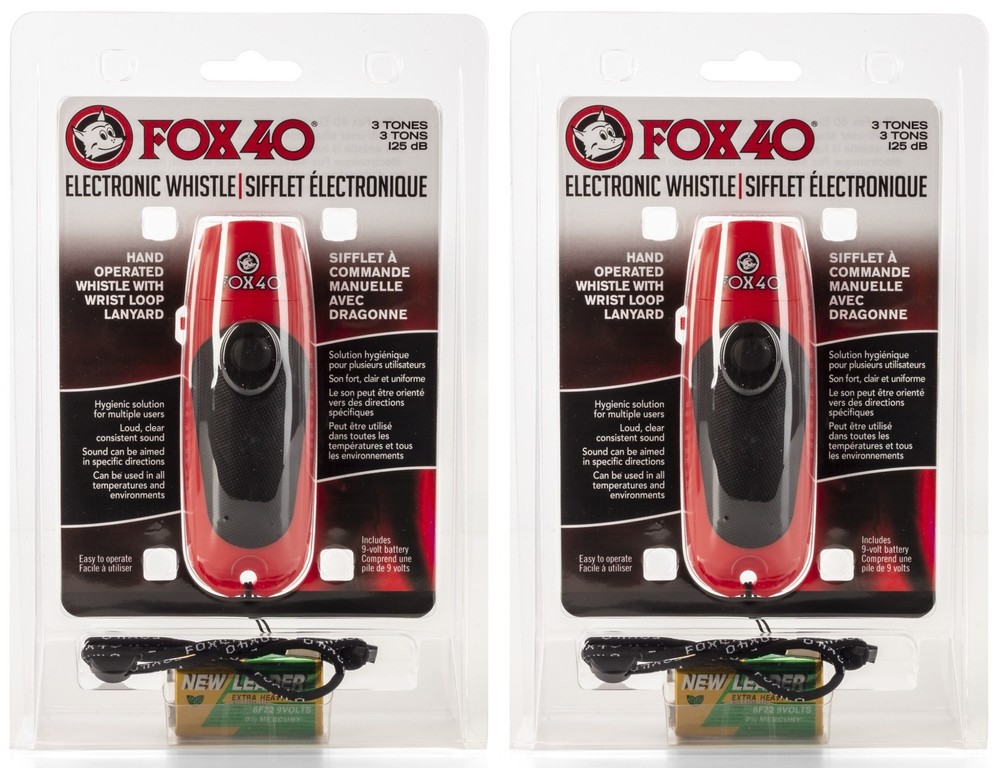 Fox 40 Electronic 3 Tone Whistle w/ Adjustable Wrist Lanyard (2-Pack)