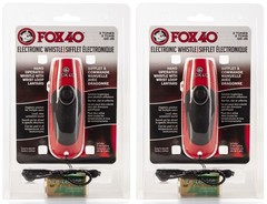 Fox 40 Electronic 3 Tone Whistle w/ Adjustable Wrist Lanyard (2-Pack)