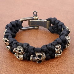 Vintage Skull Style Bracelet Jewelry Gift Outdoor Camping Paracord Survival.