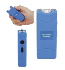 Police Blue Stun Gun Self Defense 60 Mi Vol Rechargeable FLASHLIGHT Home Protect