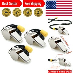 Ultra-Loud Stainless Steel Sports Whistles with Lanyard – 3 Pack for Officials