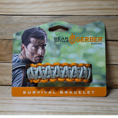 Gerber Bear Grylls Survival Paracord Bracelet Gray Orange Whistle