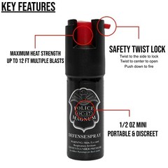 200 BULK PACK 0.50oz TWIST LOCKS- Police Magnum Pepper Spray Self Defense Safety