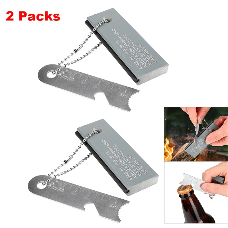 2 Packs Magnesium Block Flint Fire Starter Emergency Survival Camping