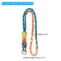 3Pcs 22″ Paracord Neck Lanyard Keychain Braided Strong Lanyard with Rainbow