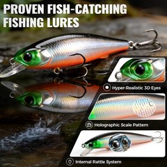 PLUSINNO Fishing Lures, 6.9 x 4.7 x 1.2 inches, 128Pcs Lures Kit