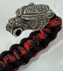 Black Red Paracord Bear Head Celtic Nordic Clasp Woven Survival 8″ Bracelet