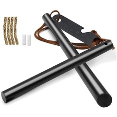 2-Pack Ferro Rod Fire Starter Kit w/6-in-1 Tool & Tinder – Survival Camping