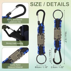 Paracord Keychain Carabiners Clip, 2Pcs& 19.7/6″ & Blue and Black