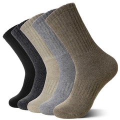 Eocom Merino Wool Hiking Socks for Large, Black/Light Grey/Grey/Khaki/Brown