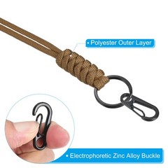 20″ Paracord Lanyard Necklace Keyring Cord Clasp Strap Badge Holder Brown