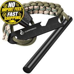Clwryviduu Survival Fire Starter, 4 Inch Ferro Rod, Flint ‎4-Inch, Black