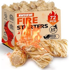 72PCS Waterproof Fire Starters Natural Wood Charcoal BBQ Grill Camping Fire Pit
