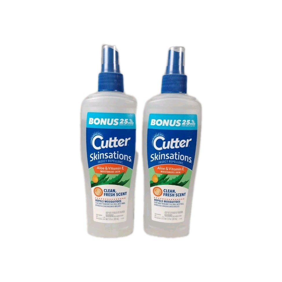 2 Pk Cutter Skinsations Insect Repellent Aloe & Vitamin E Clean Fresh 7.5 oz New
