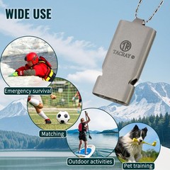 Titanium Emergency Whistles Lifeguard Safety Whistle with Neck Chain and Keyc…