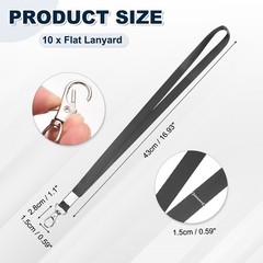 For 10Pcs 16.9″ Polyester Lanyard with Key Carabiner, Black