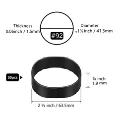 Tactical Rubber Bands Size #92 (2 1/2» x 3/4»), 50 Pcs Black #92,