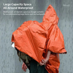 1pc Orange /Green Emergency Rain Poncho Waterproof Survival Camping Blanket