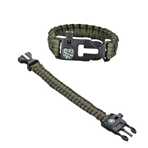 Chinshwehaw 5 in 1 Survival Bracelet-Fire Starter,Loud Green