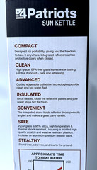 New 4Patriots Sun Kettle Solar Power Water Heater Boil Water Sun Power Camping